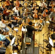 Conducting an orchestral session in Prague